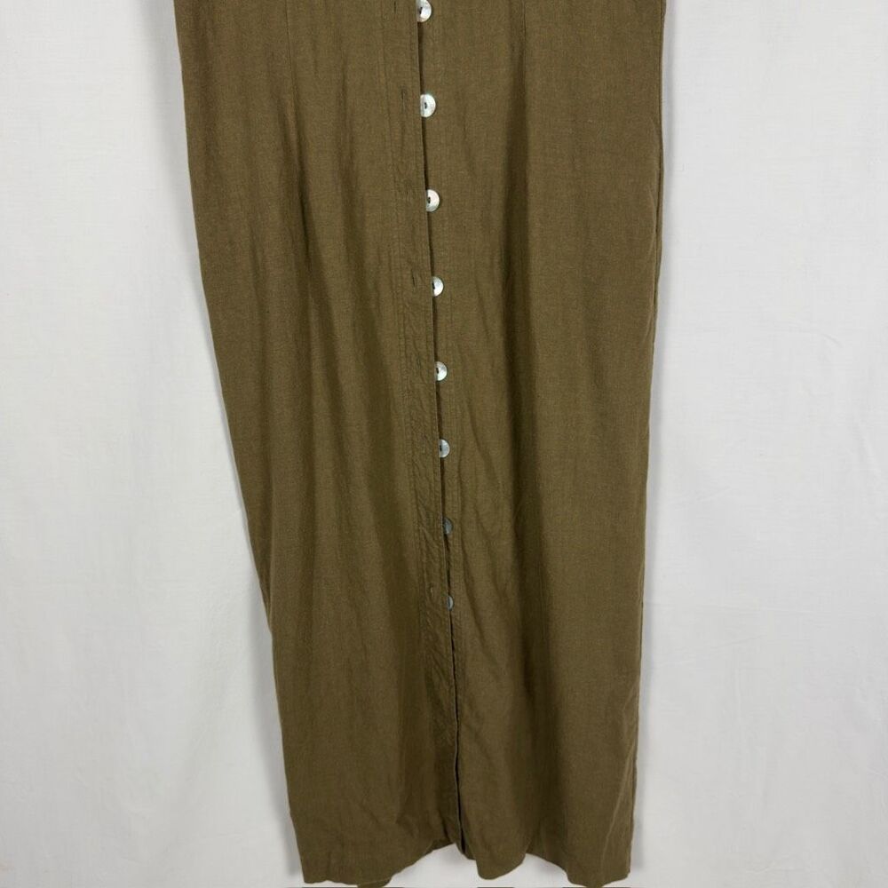 Vintage Bobbie Bee Linen Green A-Line Full Button Dress - Women’s 14 - Picture 4 of 6